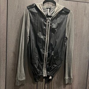 Free People Black and Gray Hooded Jacket